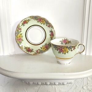 Colclough Teacup and Saucer, Bone China, Made in England, Floral Mint Condition
